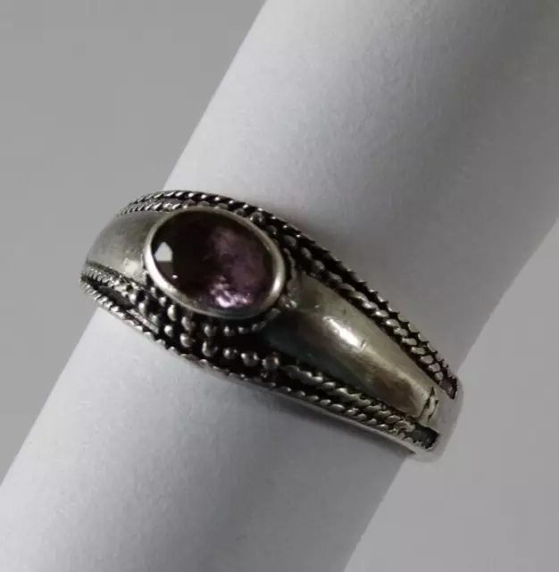SU 925 Sterling Silver pale pink stone Ring Sz 8 native american