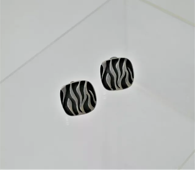 STUNNING Emilia Castillo Sterling Silver Zebra Pattern Earrings 2000 See Others