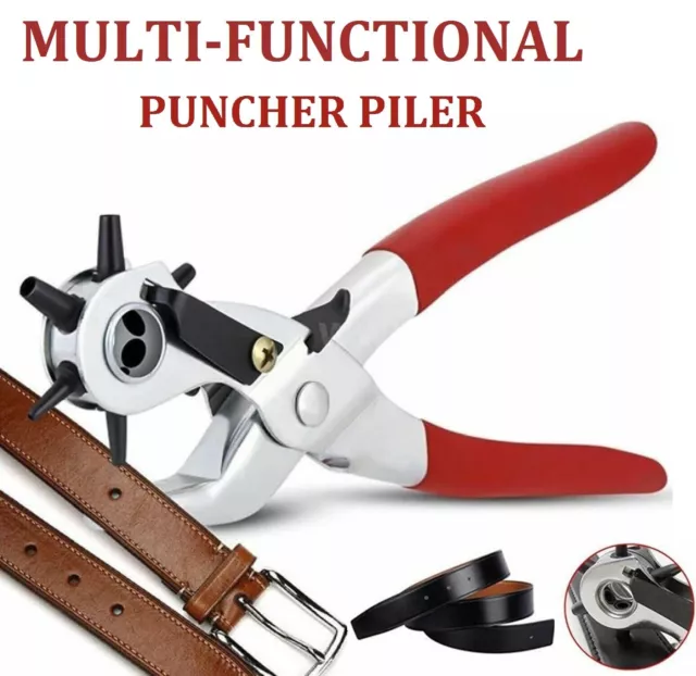 Leather Belt Eyelet Hole Puncher Plier Craft 2- 4.5mm Punch Revolving Hand Tool