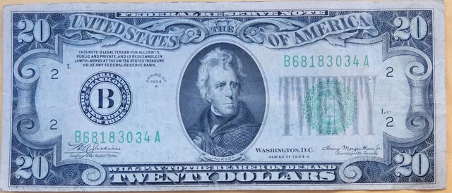 1934 A $20 Dollar*New York*Federal Reserve Note