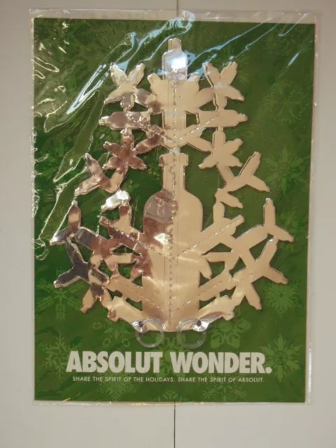 Absolut Vodka wonder snowflake hanging ornament, factory sealed