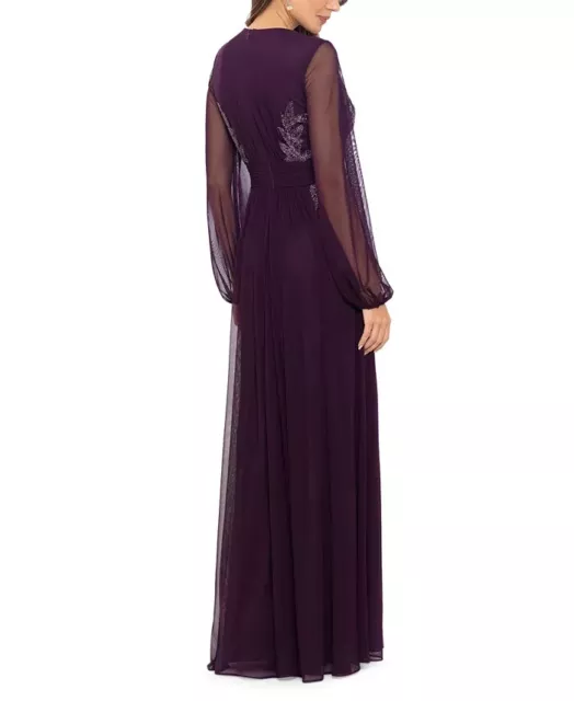 Betsy & Adam V-Neck Embroidered Chiffon Gown MSRP $299 Size 8 # 12B 1798 Pr 2
