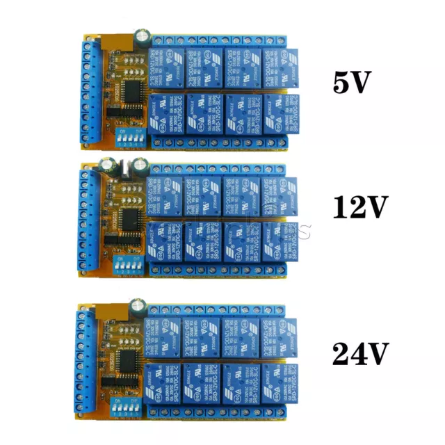 Self-Locking 8 Channel DC 5V 12V 24V DIP Switch Delay Relay Module Flip-Flop