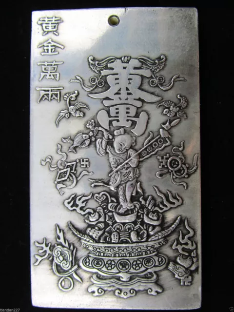 Chinese Old Tibet Silver Gold wanliang Amulet Bullion Statue Thangka Netsuke A