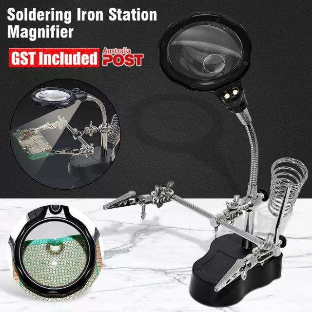 Third Hand Soldering Solder Iron Station PCB Stand Holder Magnifier Helping Tool