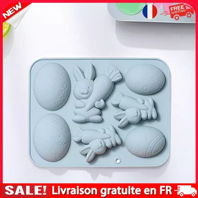 Silicone Cookie Mold Bakeware Easter Bunny Eggs Biscuit Mould Baking Tool (Blue)