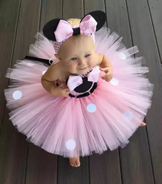 Girls 1st birthday outfit minnie mouse Baby pink tutu for cakesmash photoshoot