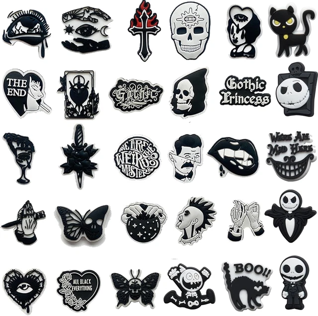 Shoe Charms for Goth for Croc, 30PCS Different Shape of PVC Cartoon Shoe Charms
