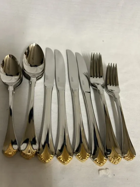 Yamazaki  Cara Gold Four Place Settings w/5 Pieces,Absolutely Great Condition!
