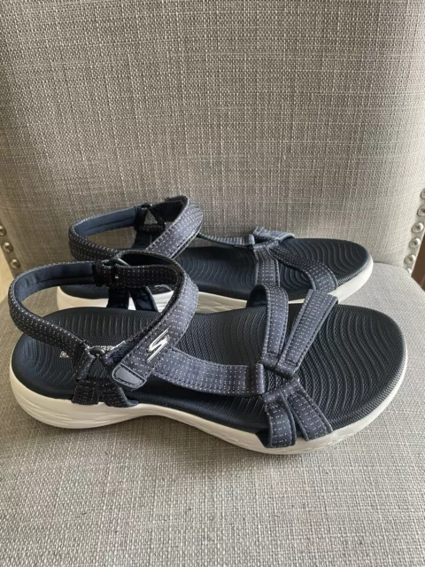 SKECHERS GO WALK Goga Max Sandal Shoes Walking Navy Blue Size 6 $16.99 ...