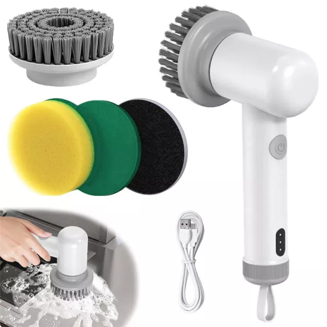 Electric Rotating Scrubber Kitchen Spin Power Scrubber with 4Pcs Brush Head Set