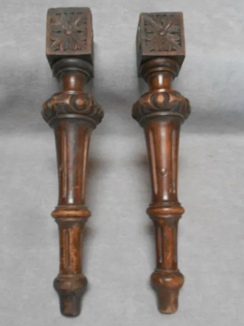 2 vintage french turned Wood Oak Columns Legs