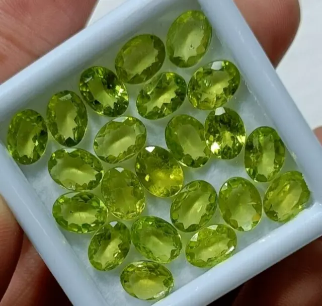 Peridot Faceted Natural Gemstone Loose Green Cut Oval Lot Gemstones 21.20 cts