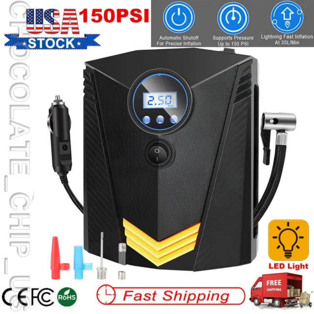 Car Air Tire Pump Inflator Compressor Auto Digital Electric Portable 150PSI 12V