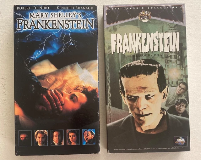 2 VHS MOVIE Frankenstein 1931 Boris Karloff Mary Shelley’s 1995 De Niro