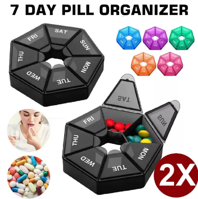 7Day Pill Box Medicine Storage Weekly Tablet Container Case Organizer Dispenser