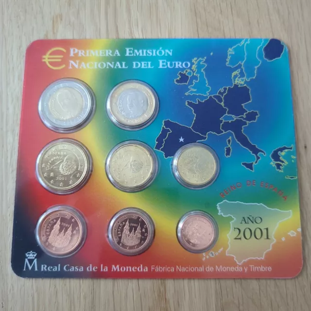 Spanien. Euro-KMS 2001  -1 Cent - 2 Euro