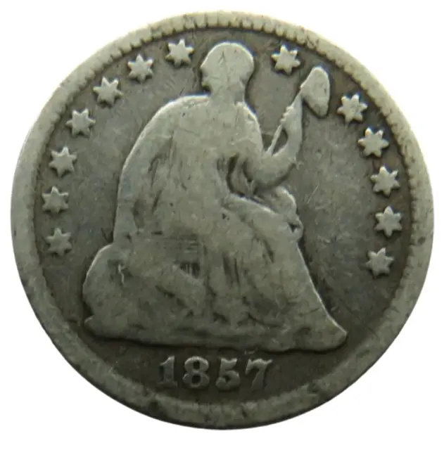 1857 USA Seated Liberty Silver Half Dime Coin