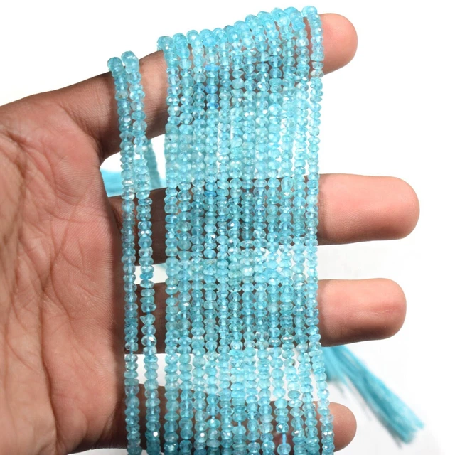 AAA+ Naturel Apatite 3-4mm Gemstone Jewelry Making Rondelles Perles 12.5" Strand