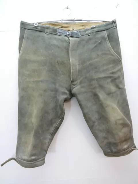 Echt sämisch Elch Kniebund Lederhose weich speckig grau und bequem Gr.26 / 52