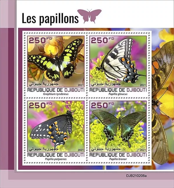 BUTTERFLIES Insects MNH Stamp Sheet #340 (2021 Djibouti)