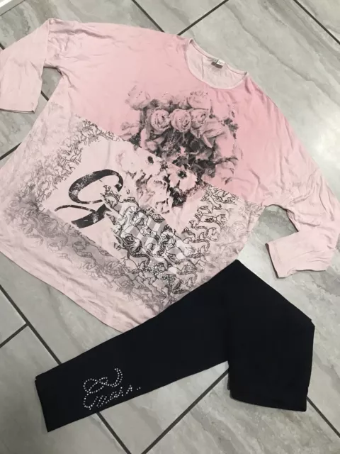 Girl’s size 8 pink/ black logo GUESS 2 pc legging set