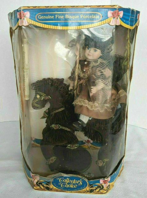 DanDee Collectors Choice Porcelain Doll On Carousel Horse Genuine Fine Bisque