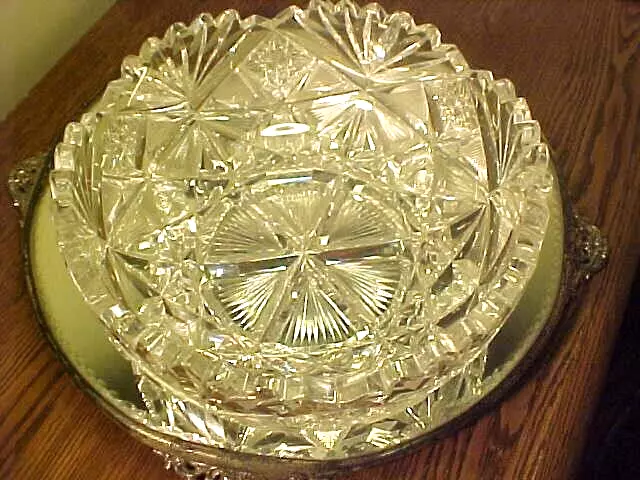 Fabulous Antique American Brilliant Cut Glass Bowl 8 1/2 x 3 1/2"  deep cut 4 lb