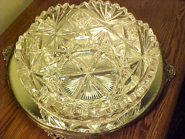 Fabulous Antique American Brilliant Cut Glass Bowl 8 1/2 x 3 1/2"  deep cut 4 lb