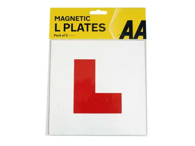 AA 2x Magnetic L Plates UK Learner Exterior Secure Car Driver Plate Sign Pair