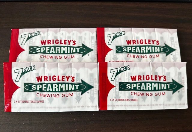 Gomma da masticare menta piperita Wrigleys gomma da masticare 4 confezioni da 7x5 strisce 140 strisce IMBALLO ORIGINALE