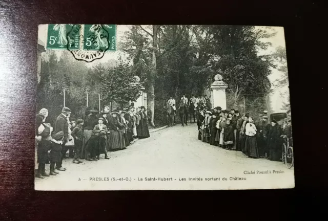 CPA 95 PRESLES - La Saint Hubert - Guests leaving the castle