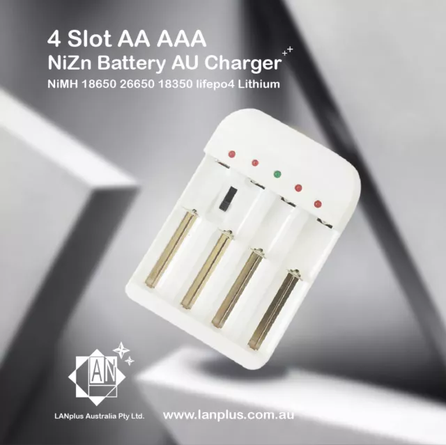 4 slot AA AAA Ni-Zn Ni-MH 26650 18350 lifepo4 Lithium Battery AU Charger > VC2