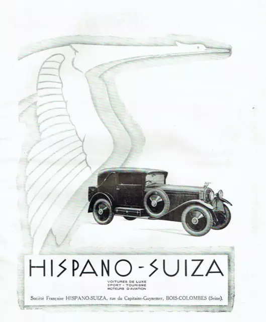 publicité Advertising  AD 0223 1928  Hispano-Suiza  voiture de luxe