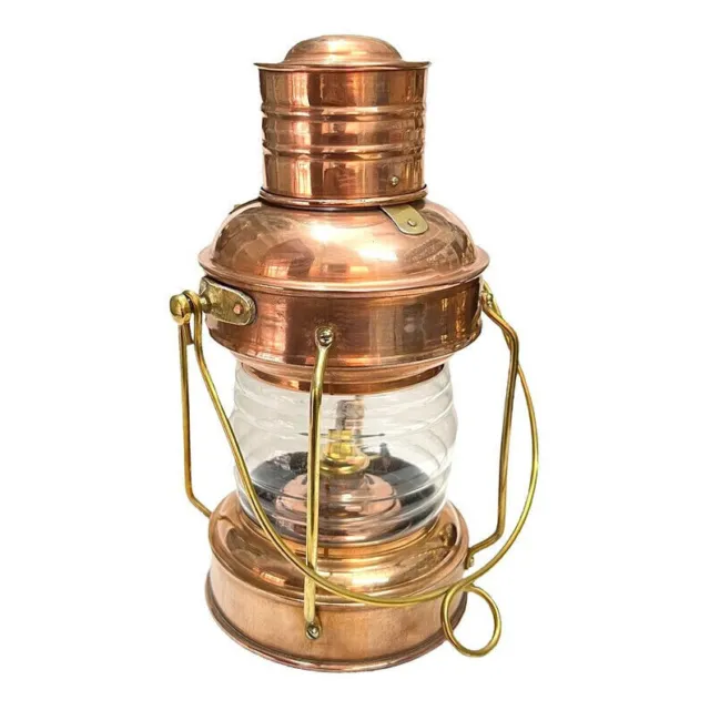 Antike Messing-Kupfer-Öllaterne/-lampe, nautischer Messing-Ölbrenner,...