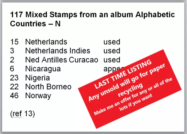 117 Mixed Stamps from an album Alphabetic Countries – N
