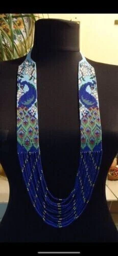 Handmade Seed Bead Necklace American Style Native Necklace Boho Beaded Necklace