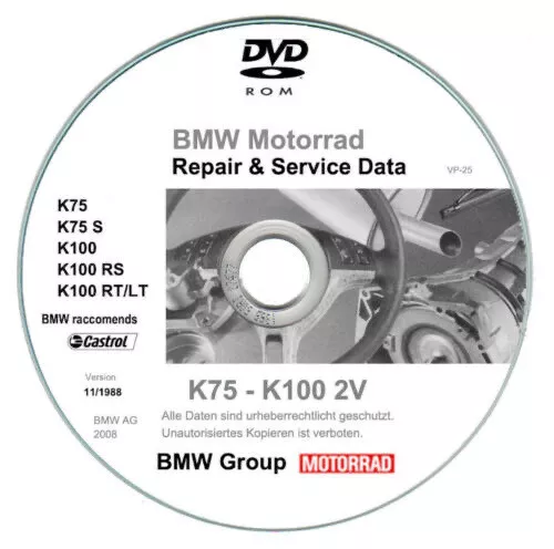 Bmw K75-K100 (modelli 2V)  manuale officina - repair manual su cd