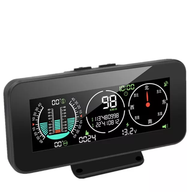 Car GPS HUD Speedometer Inclinometer Tilt Pitch Angle Compass Overspeed Alarm