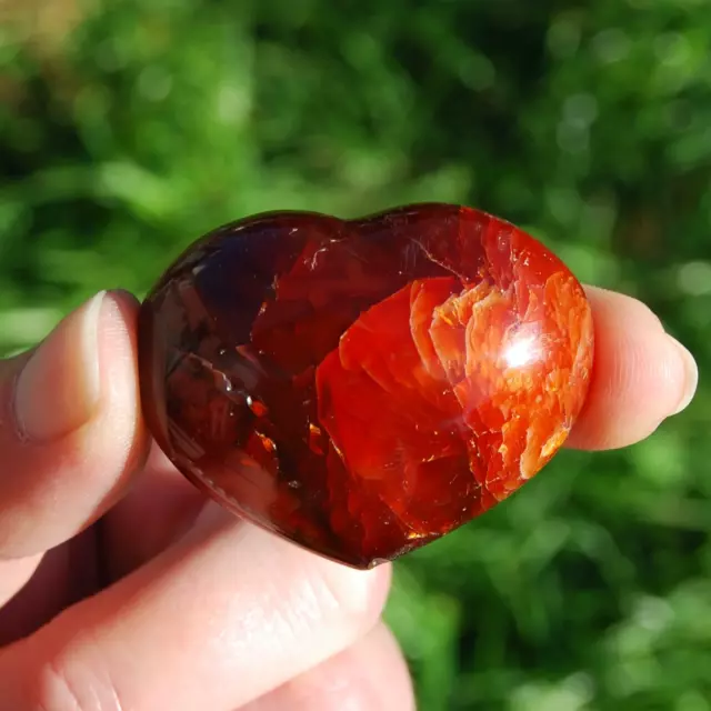 ONE Beautiful Carnelian Crystal Heart, Carnelian Agate Palm Stone Hearts, Madaga