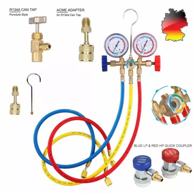 R22 R404A R134A Auto Gas Flashe Kältemittel Klimaanlage Füllschlauch w/Schlauch