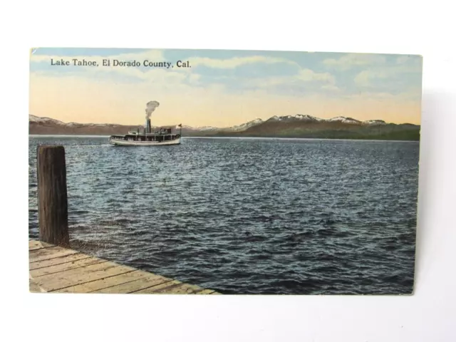 Beautiful Lake Tahoe El Dorado County CA Sierras Steamship Postcard c1910