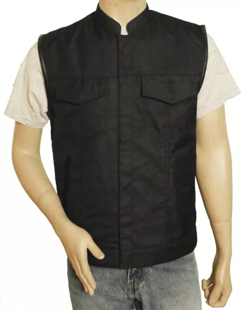 Men's Son Of Anarchy Textile Motorcycle Vest 2 Gun Pockets W/Nozzle Straps