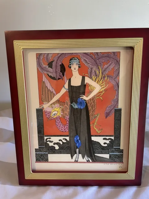 George Barbier 1920s Art Deco Fashion Portrait 10x12 Worth Gown Framed Print