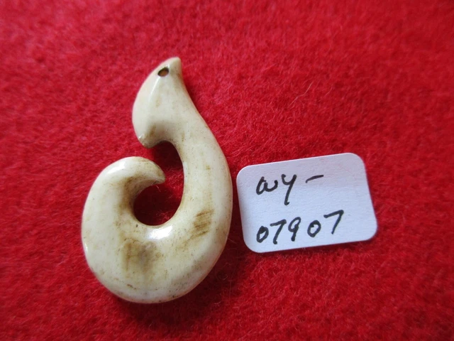 Northwest Coast Moose Antler Hook Carving, Hand Carved Pendant,   Wy-0923*07907