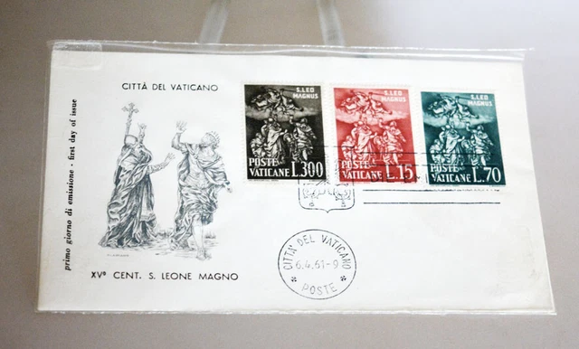 Briefmarken  FDC mit ESSt. v. 6.April 1961 Vatikanstadt , Mi.Nr. 366-368
