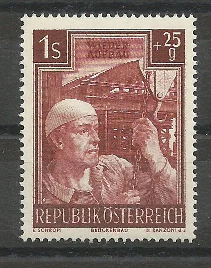 Österreich 1951 Wiederaufbau II 1 Schilling + 25 Groschen **