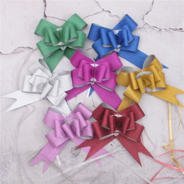 10 Pcs Sequin Ribbon Pull Bow Solid Color Pull Bow Knot New Ribbon Strings