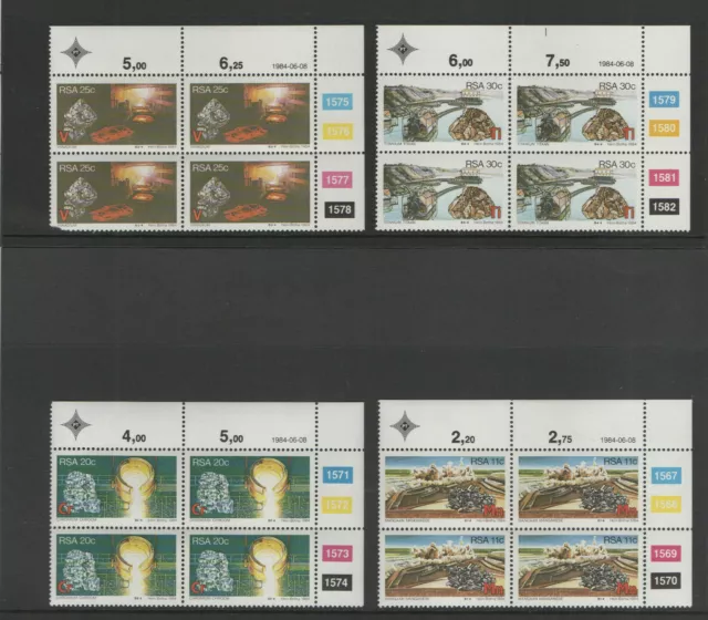 1984 South Africa "Strategic Mineral Resources" Stamps Set in Blocks of Four