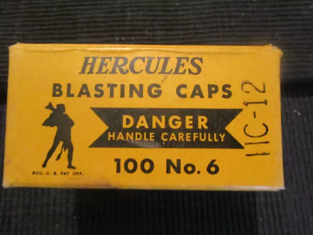 Hercules Blasting caps cardboard box. 100 No. 6